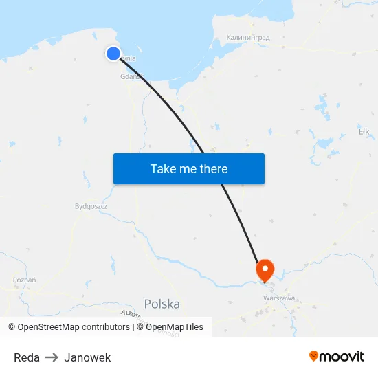 Reda to Janowek map