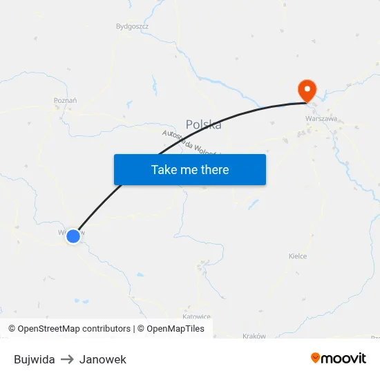 Bujwida to Janowek map