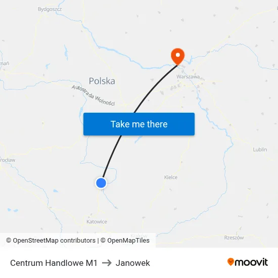 Centrum Handlowe M1 to Janowek map