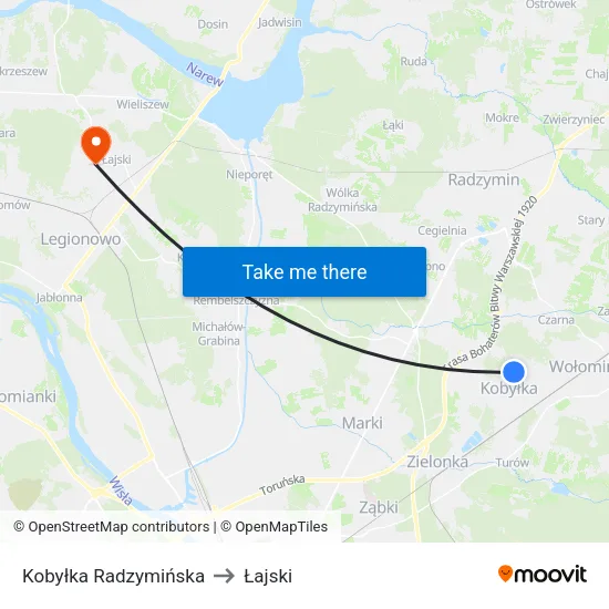 Kobyłka Radzymińska to Łajski map