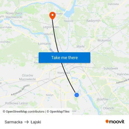 Sarmacka to Łajski map