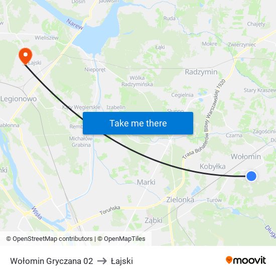 Wołomin Gryczana 02 to Łajski map