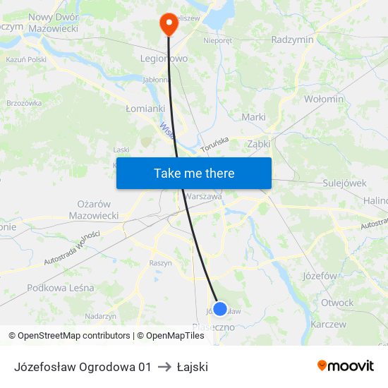 Józefosław Ogrodowa 01 to Łajski map