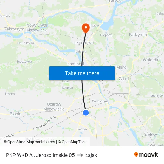 PKP WKD Al. Jerozolimskie 05 to Łajski map