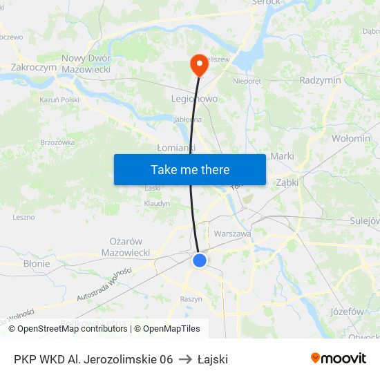 PKP WKD Al. Jerozolimskie 06 to Łajski map