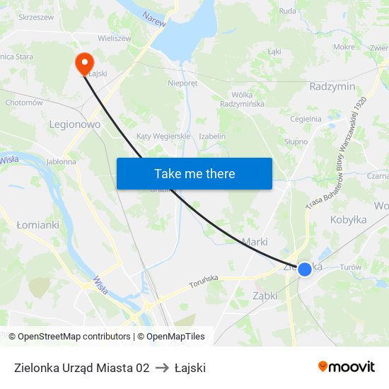 Zielonka Urząd Miasta 02 to Łajski map