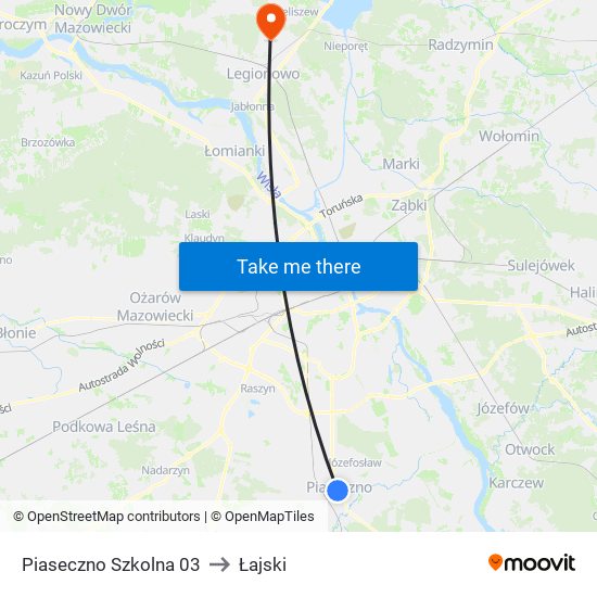 Piaseczno Szkolna 03 to Łajski map