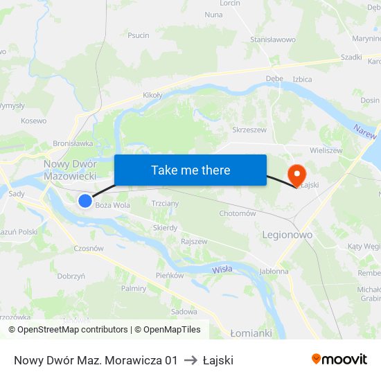 Nowy Dwór Mazowiecki Morawicza to Łajski map