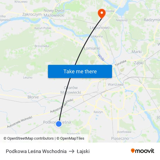 Podkowa Leśna Wschodnia to Łajski map