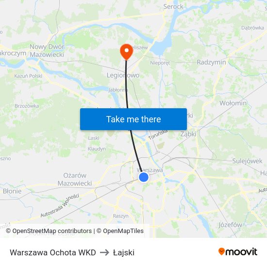 Warszawa Ochota WKD to Łajski map