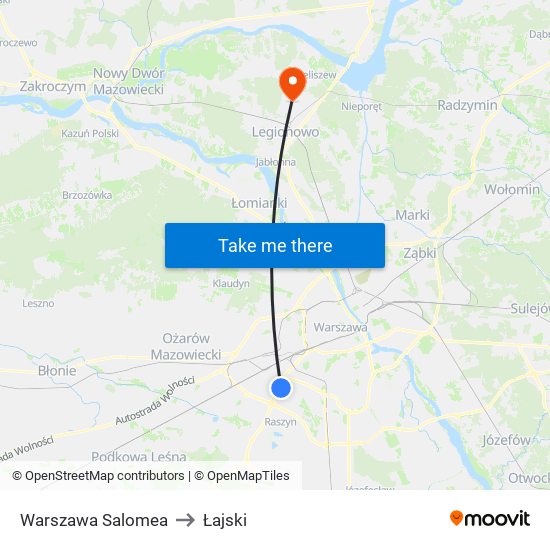 Warszawa Salomea to Łajski map