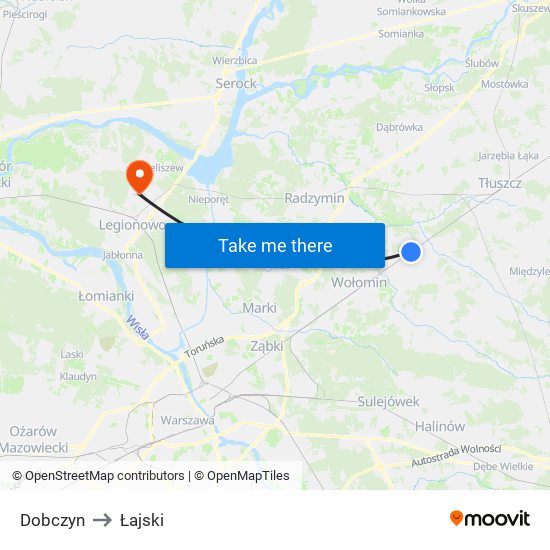 Dobczyn to Łajski map