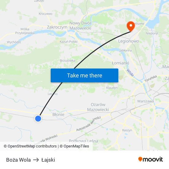 Boża Wola to Łajski map