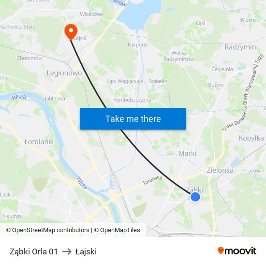 Ząbki Orla 01 to Łajski map