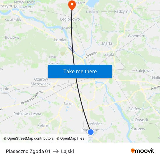 Piaseczno Zgoda 01 to Łajski map