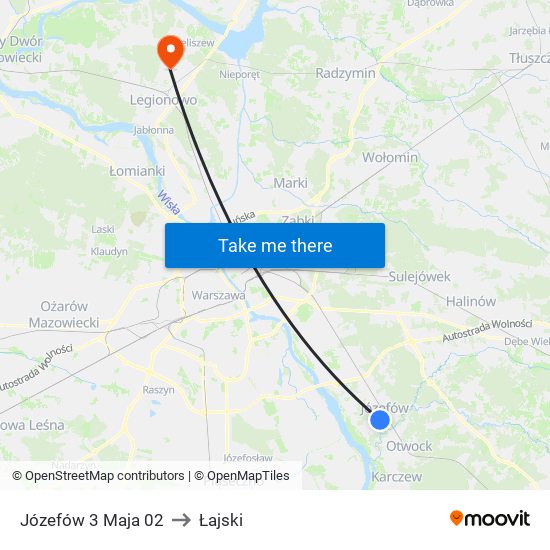 Józefów 3 Maja to Łajski map