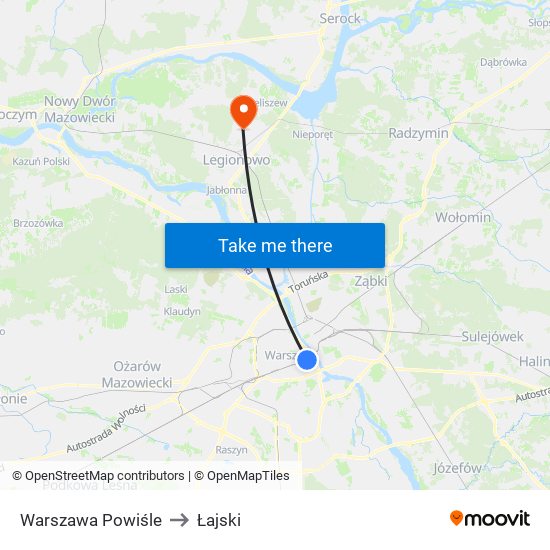 Warszawa Powiśle to Łajski map