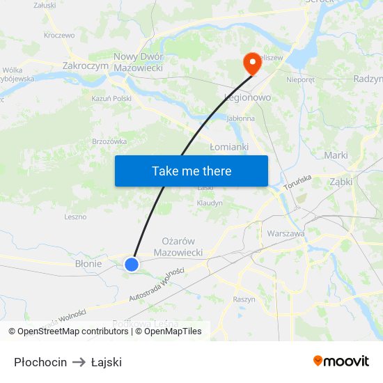 Płochocin to Łajski map