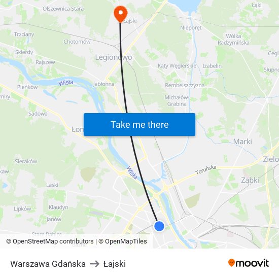 Warszawa Gdańska to Łajski map