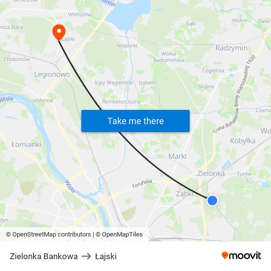 Zielonka Bankowa to Łajski map