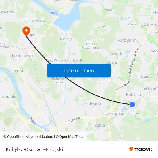 Kobyłka-Ossów to Łajski map