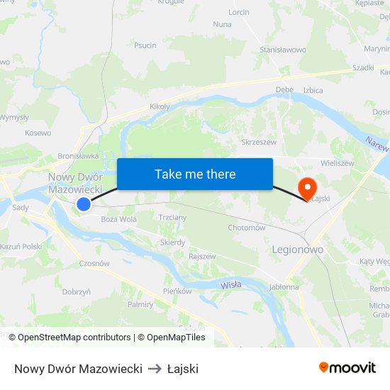 Nowy Dwór Mazowiecki to Łajski map