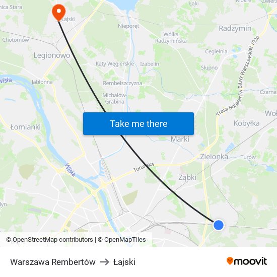 Warszawa Rembertów to Łajski map