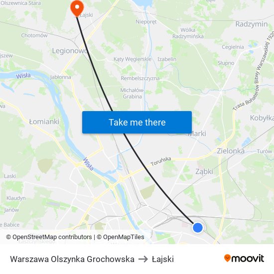 Warszawa Olszynka Grochowska to Łajski map