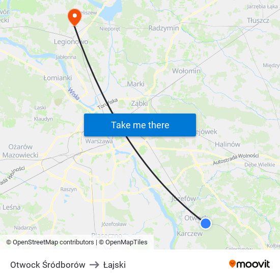 Otwock Śródborów to Łajski map