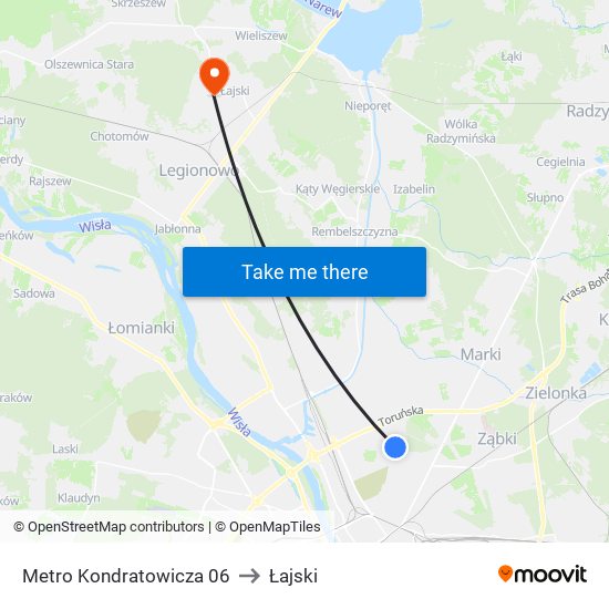 Metro Kondratowicza to Łajski map