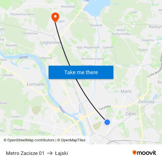 Metro Zacisze to Łajski map