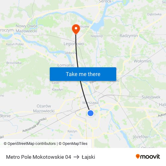 Metro Pole Mokotowskie 04 to Łajski map