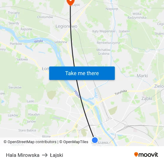 Hala Mirowska to Łajski map