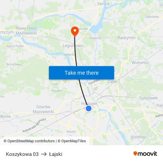 Koszykowa to Łajski map