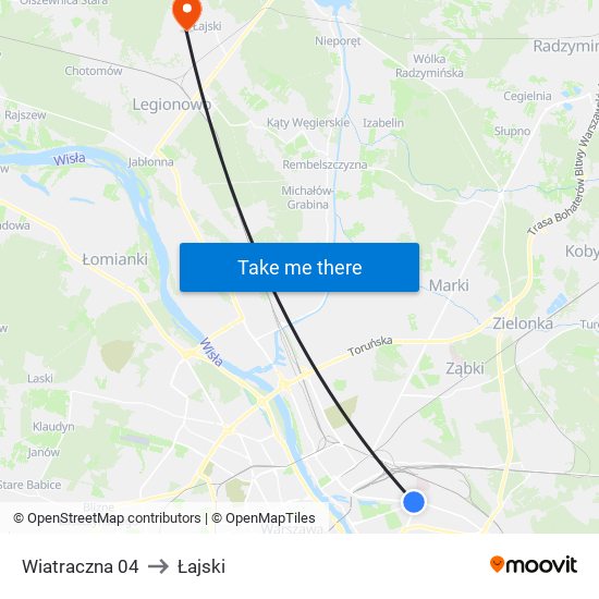 Wiatraczna to Łajski map