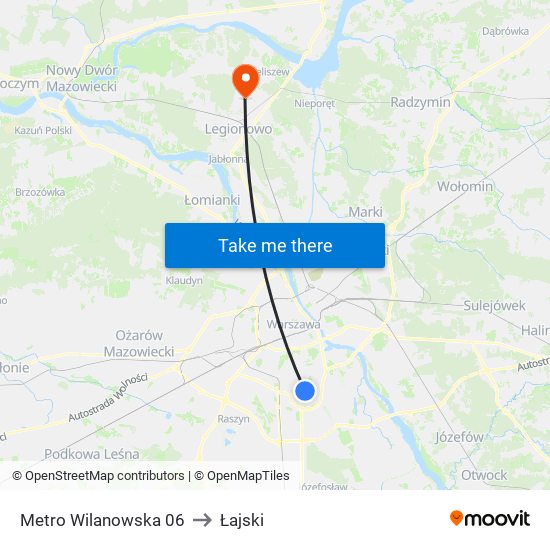 Metro Wilanowska 06 to Łajski map