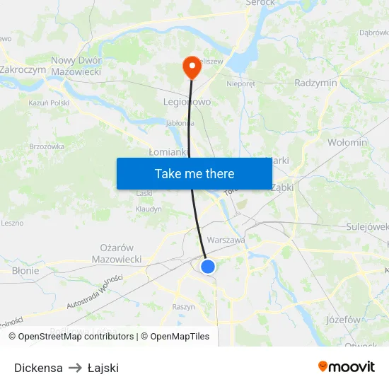 Dickensa to Łajski map