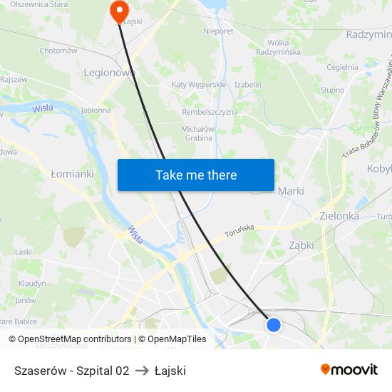 Szaserów - Szpital 02 to Łajski map