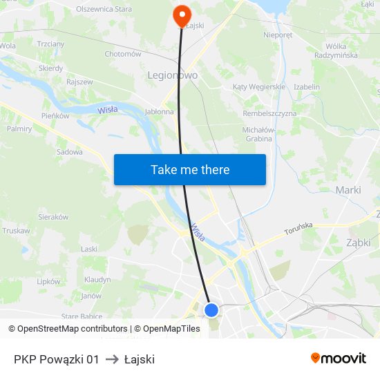 PKP Powązki 01 to Łajski map