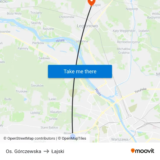 Os. Górczewska to Łajski map