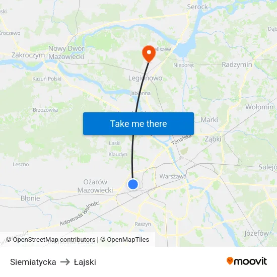 Siemiatycka to Łajski map