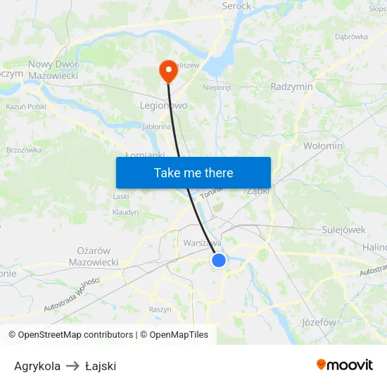 Agrykola to Łajski map