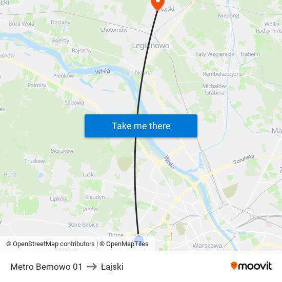 Metro Bemowo 01 to Łajski map