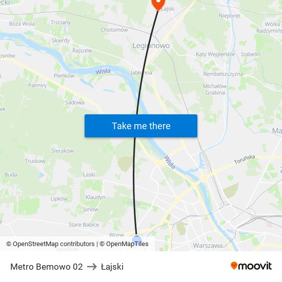 Metro Bemowo 02 to Łajski map