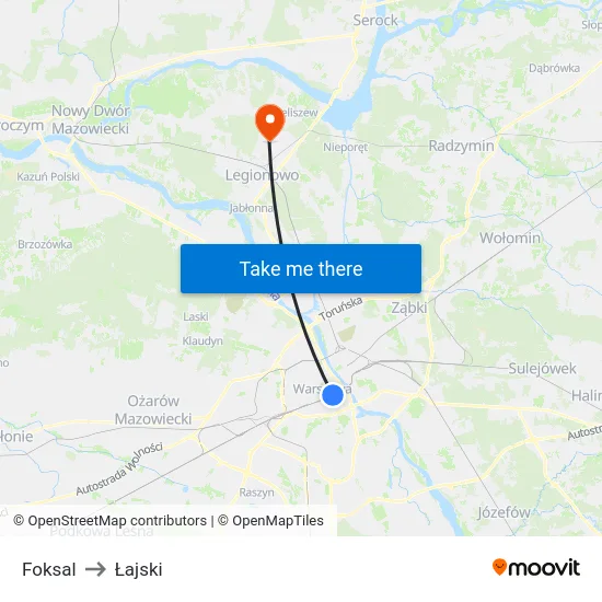 Foksal to Łajski map