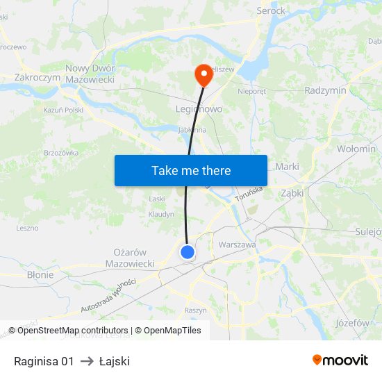 Raginisa to Łajski map