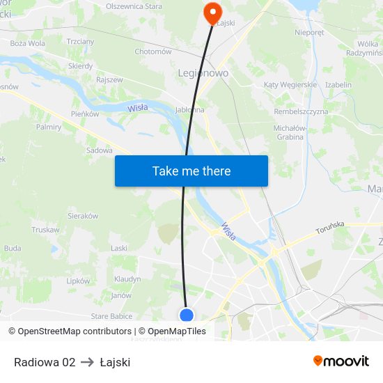 Radiowa to Łajski map