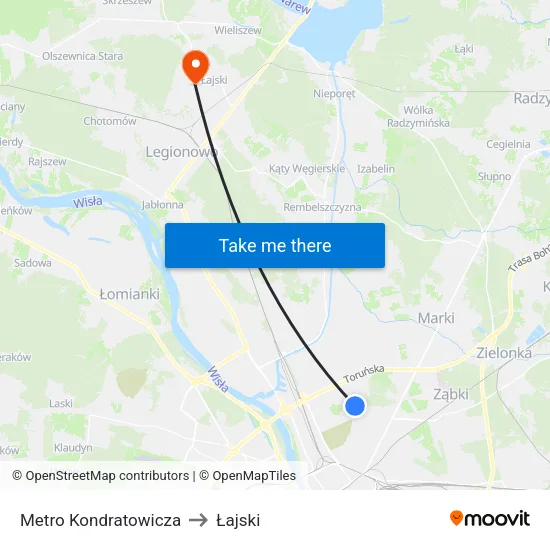 Metro Kondratowicza to Łajski map