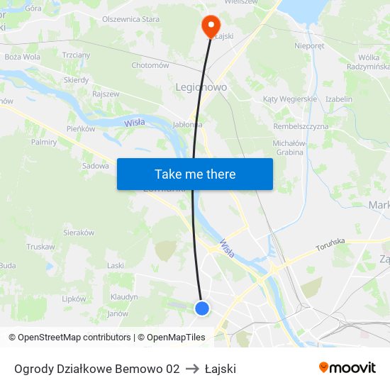 Ogrody Działkowe Bemowo 02 to Łajski map