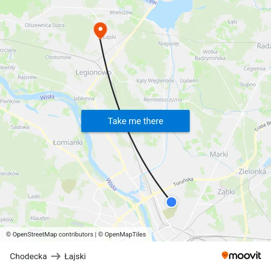 Chodecka to Łajski map